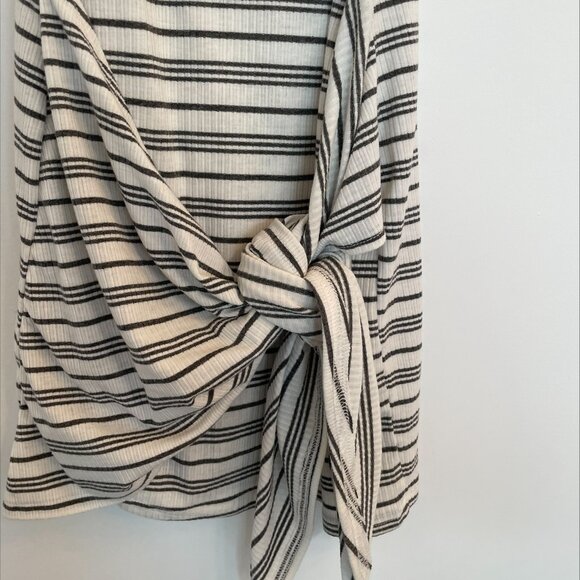 White Fox Striped Bodycon Mini Dress Tie Front Ribbed Size 6 - Picture 5 of 8